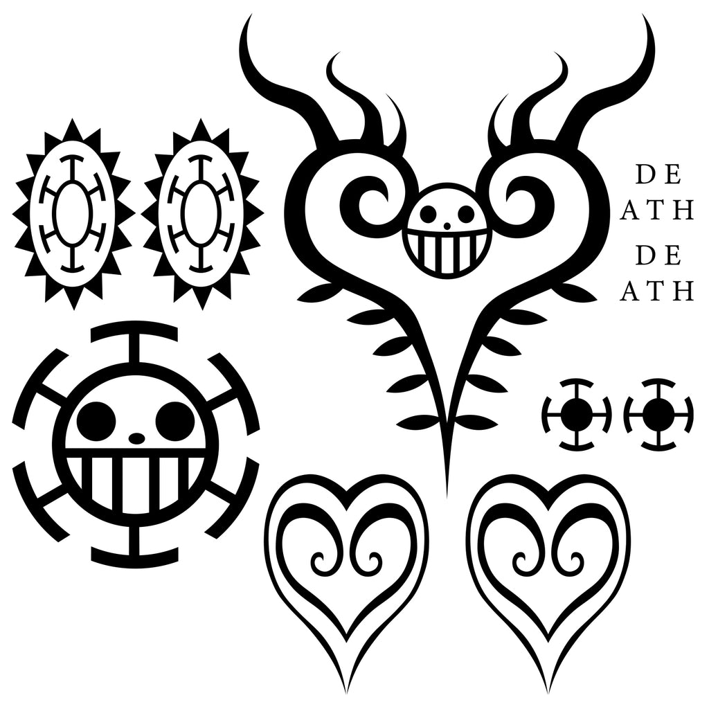 TempooCos Trafalgar D. Water Law Temporary Tattoos in One Piece-Full Set