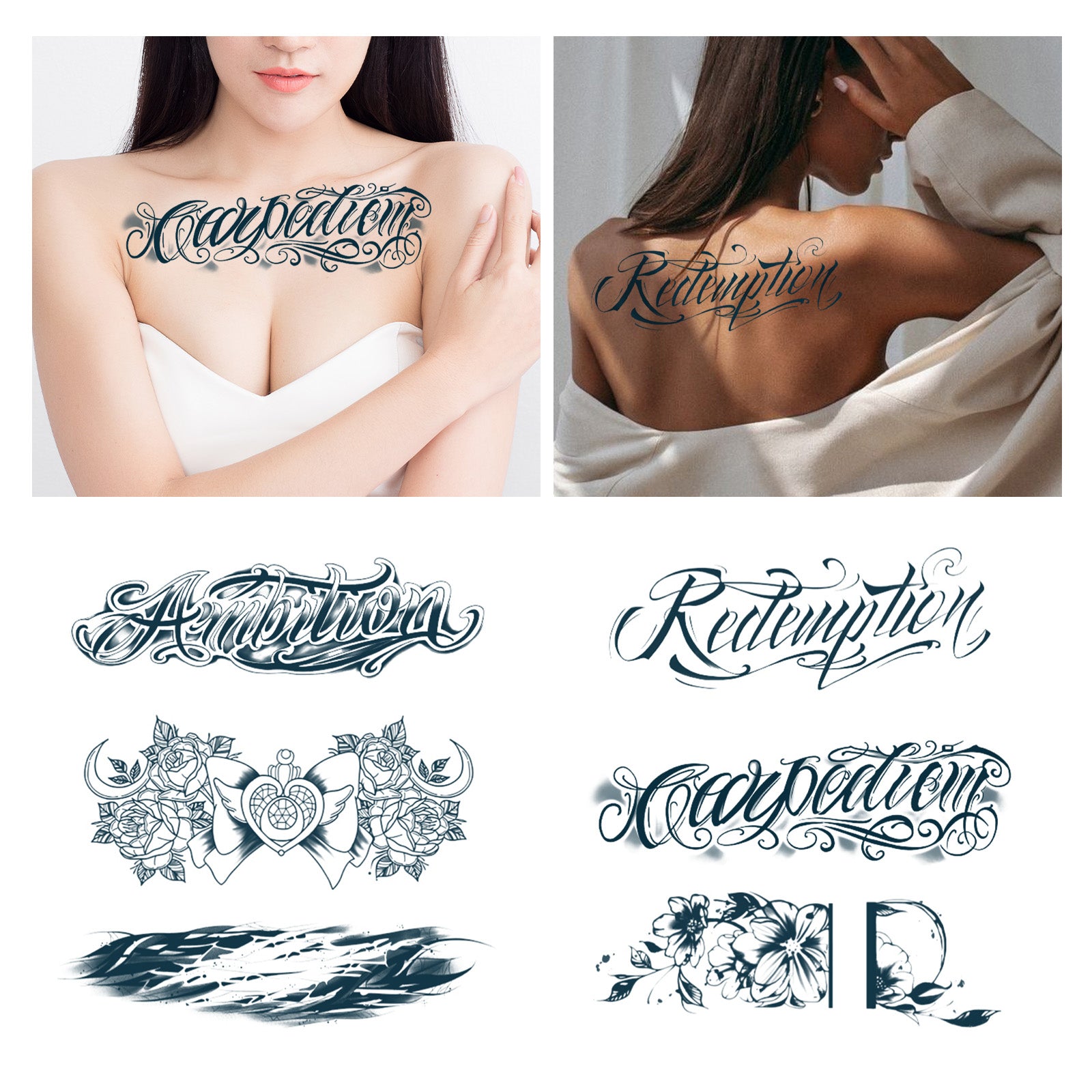 TempooCos Arms & Chest & Shoulders Temporary Tattoos Sets-6PCS