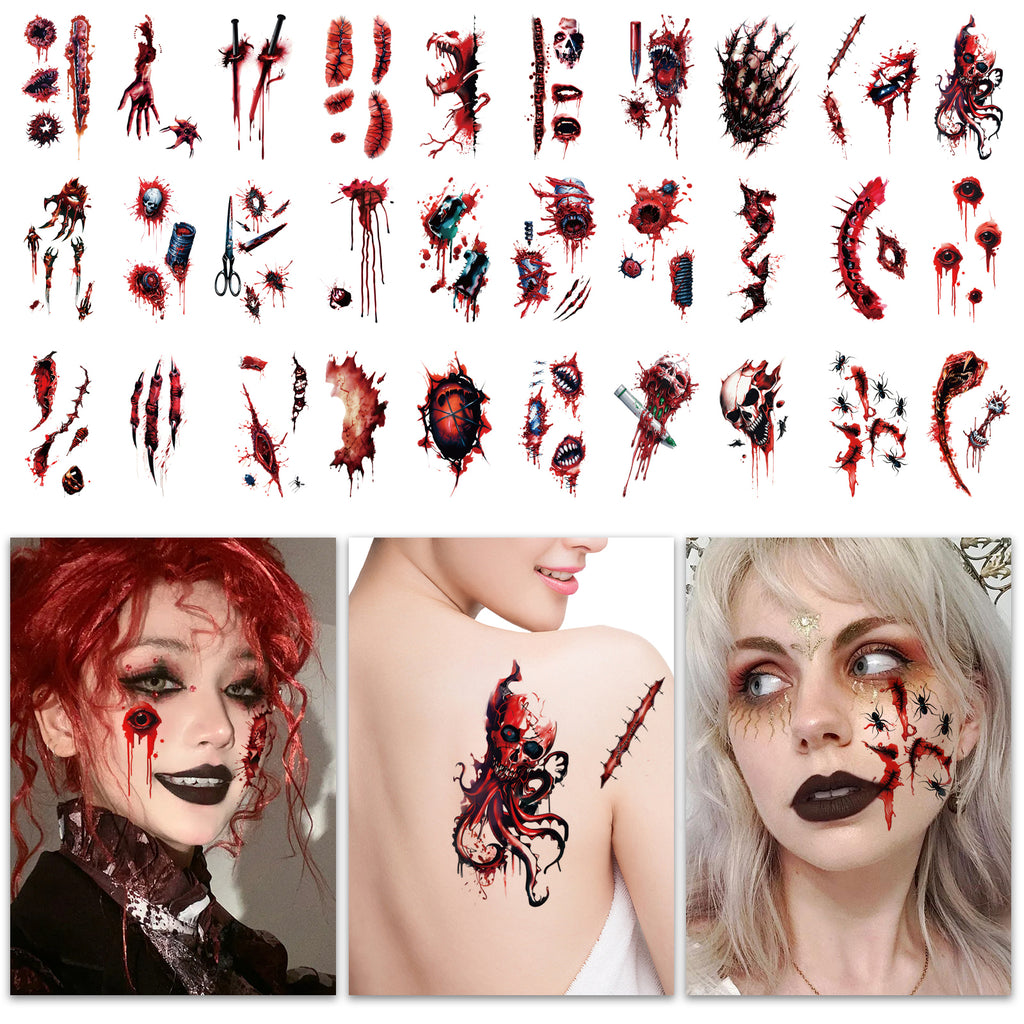 TempooCos Halloween Scar Temporary Tattoo Patch-30PCS