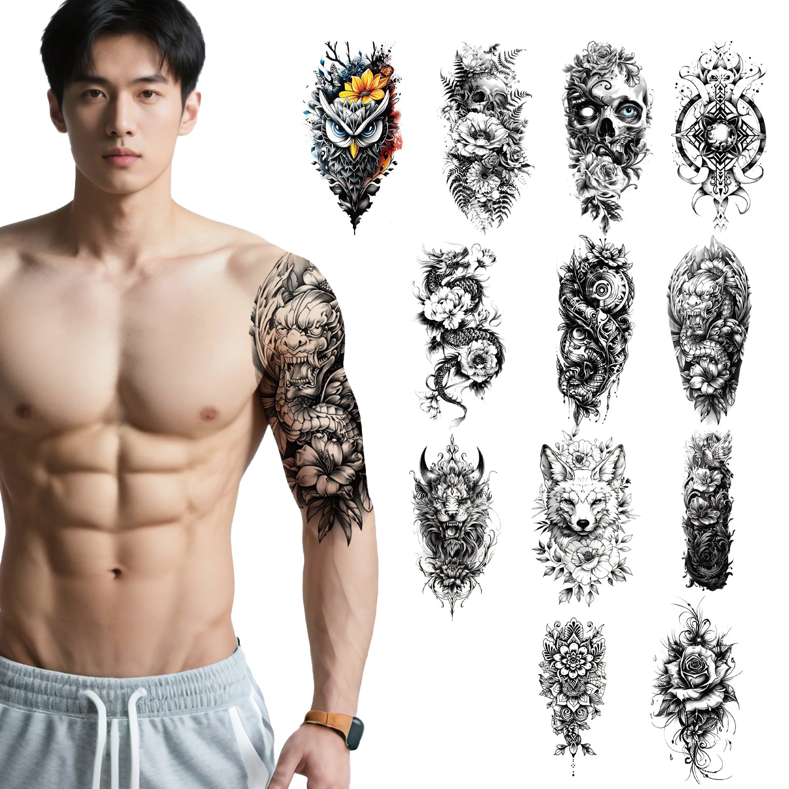 TempooCos Hand & Leg Temporary Tattoo Set - 12PCS