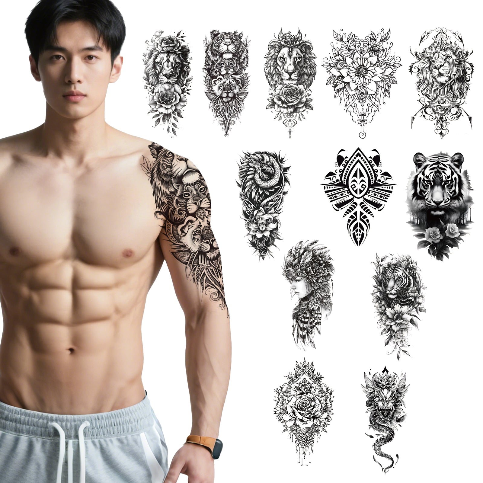 TempooCos Hand & Leg Temporary Tattoo Set - 12PCS