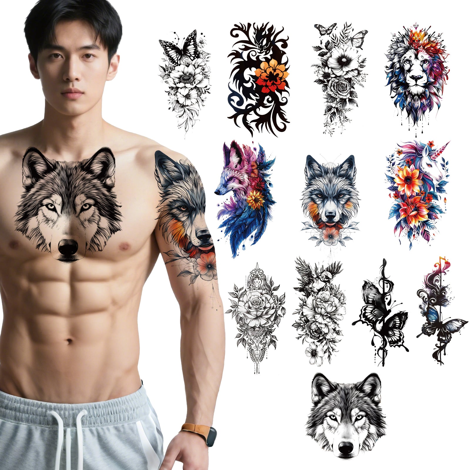 TempooCos Hand & Leg Temporary Tattoo Set - 12PCS