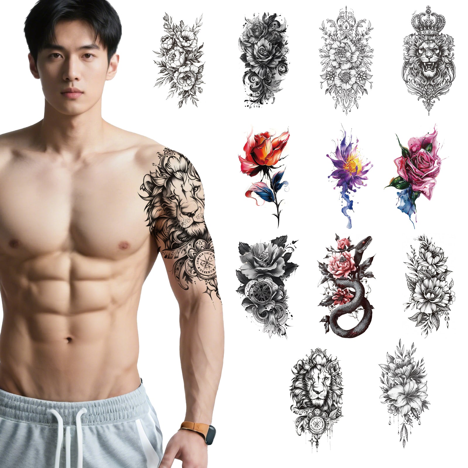 TempooCos Hand & Leg Temporary Tattoo Set - 12PCS
