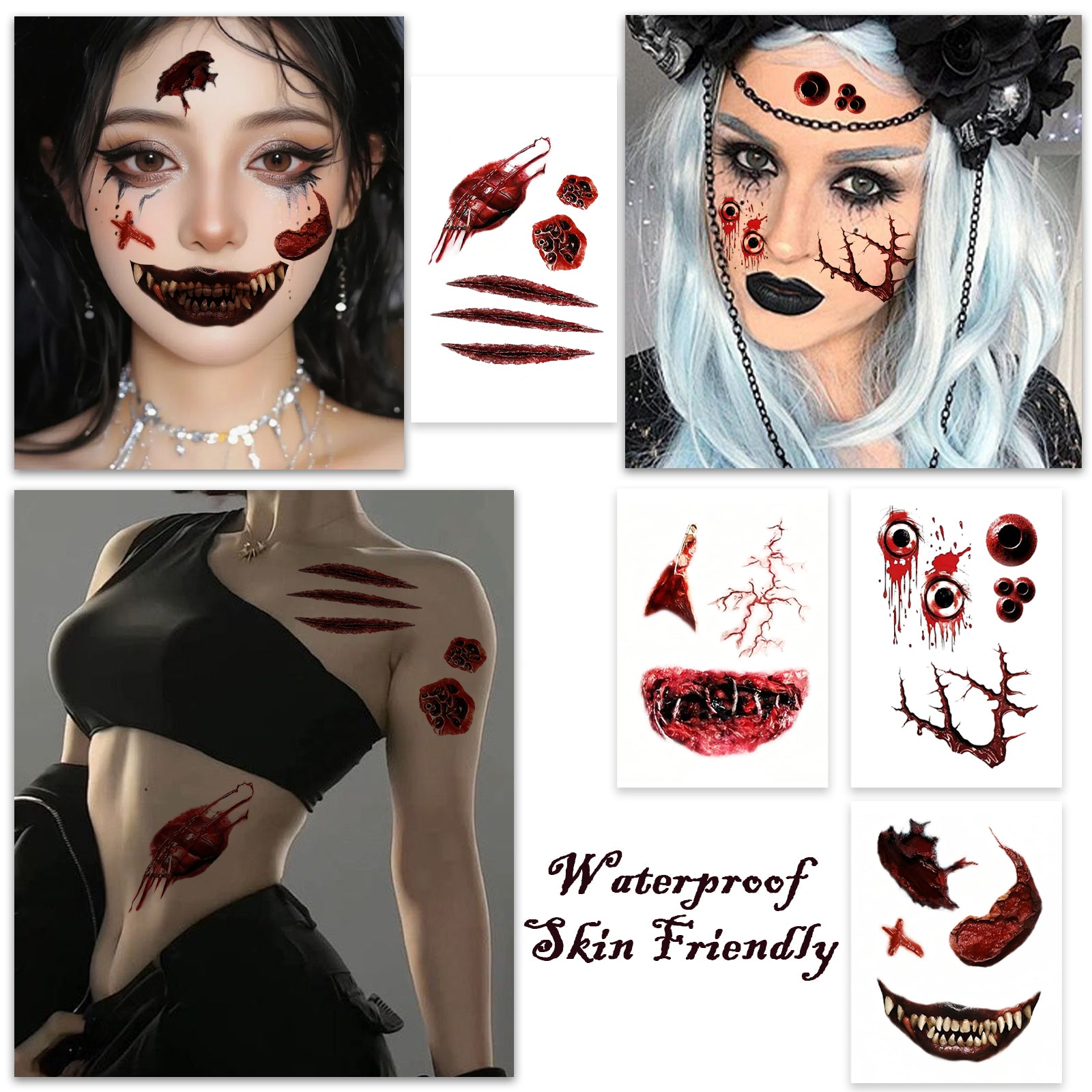 TempooCos Halloween Scar Temporary Tattoo Patch-32PCS