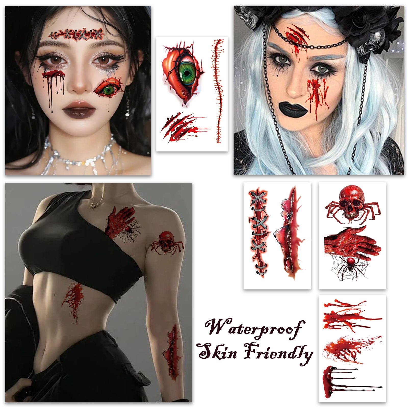 TempooCos Halloween Scar Temporary Tattoo Patch-32PCS