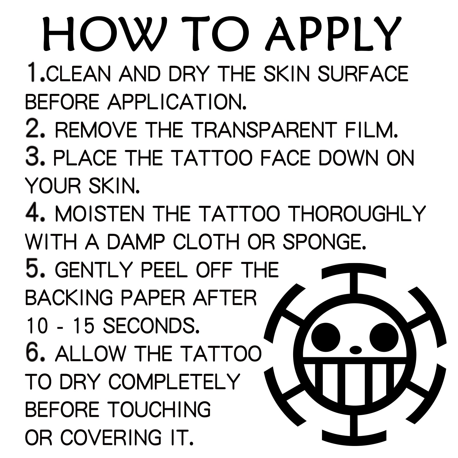 TempooCos Trafalgar D. Water Law Temporary Tattoos in One Piece-Full Set