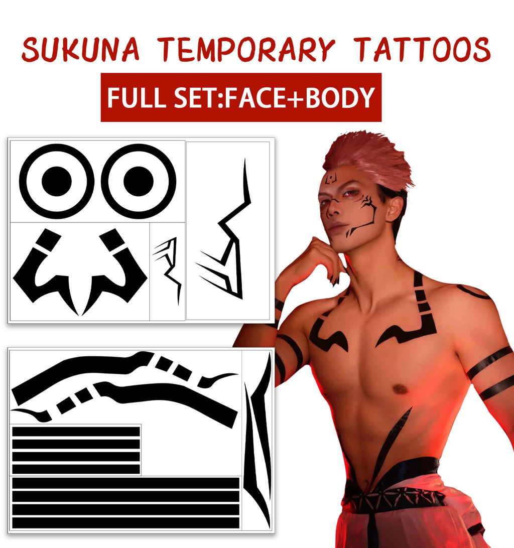 TempooCos Sukuna Jujutsu Kaisen Cosplay Temporary Tattoos