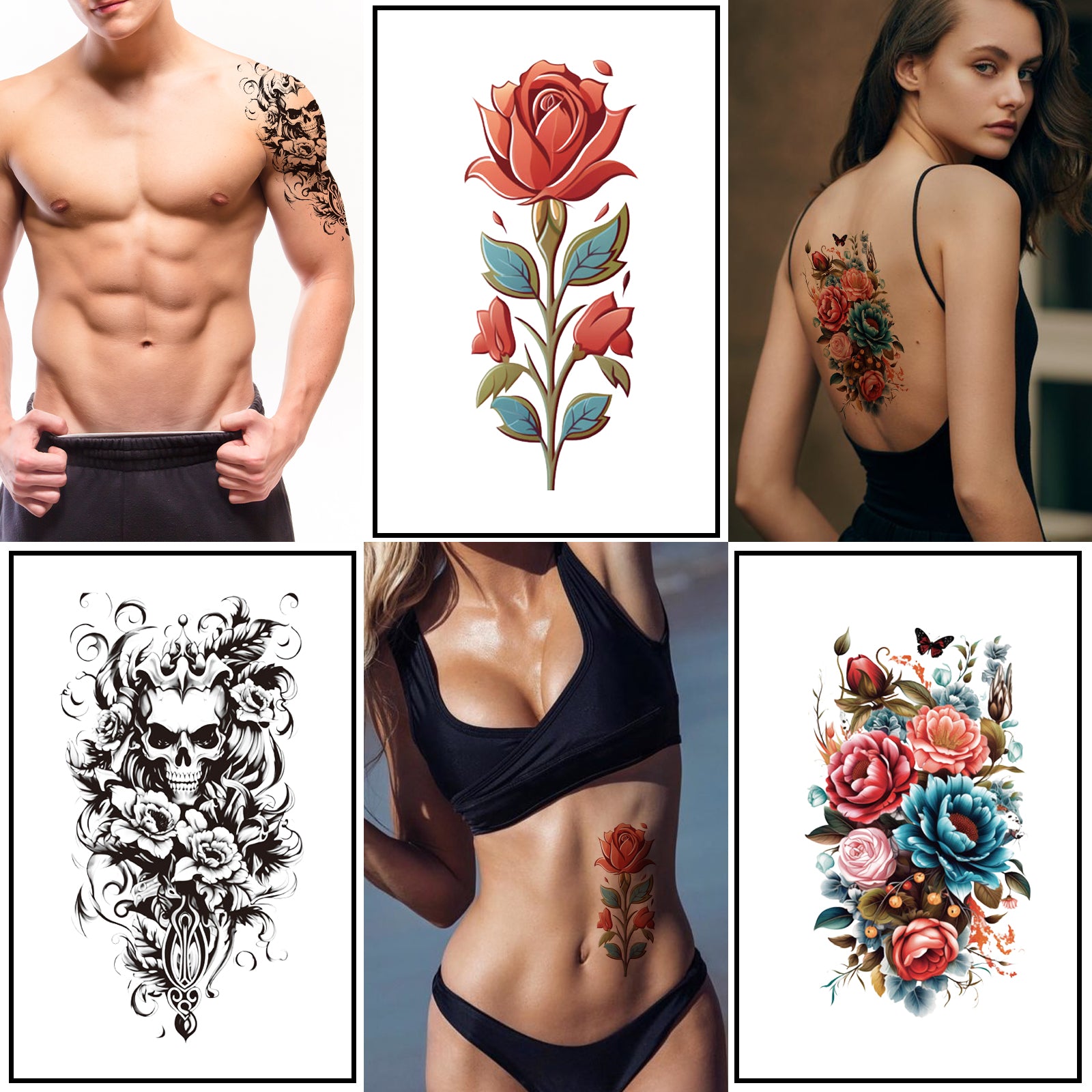 TempooCos Hand & Leg Temporary Tattoo Set - 12PCS