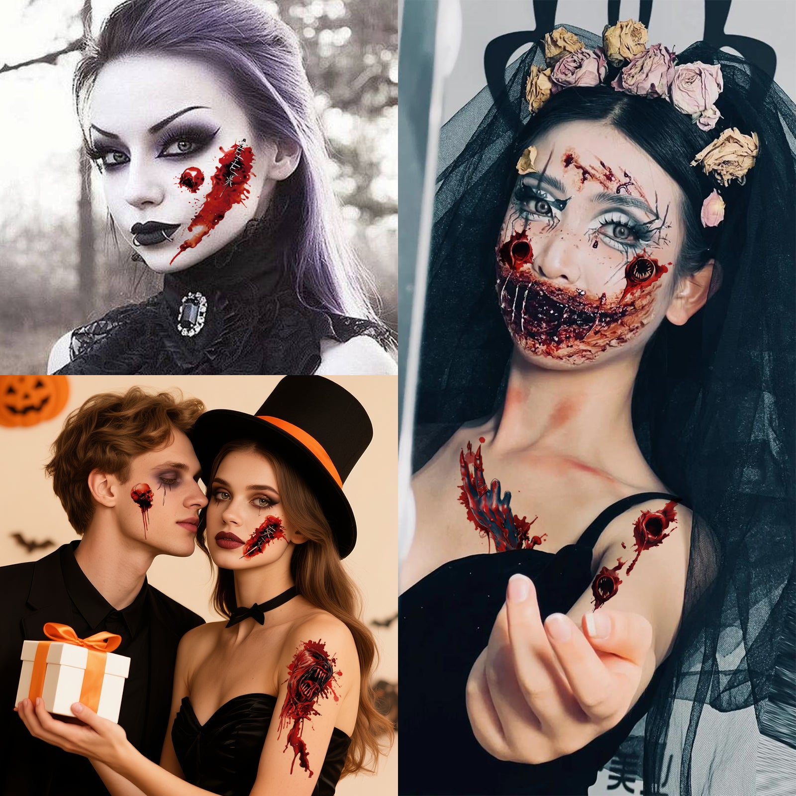 TempooCos Halloween Scar Temporary Tattoo Patch-30PCS