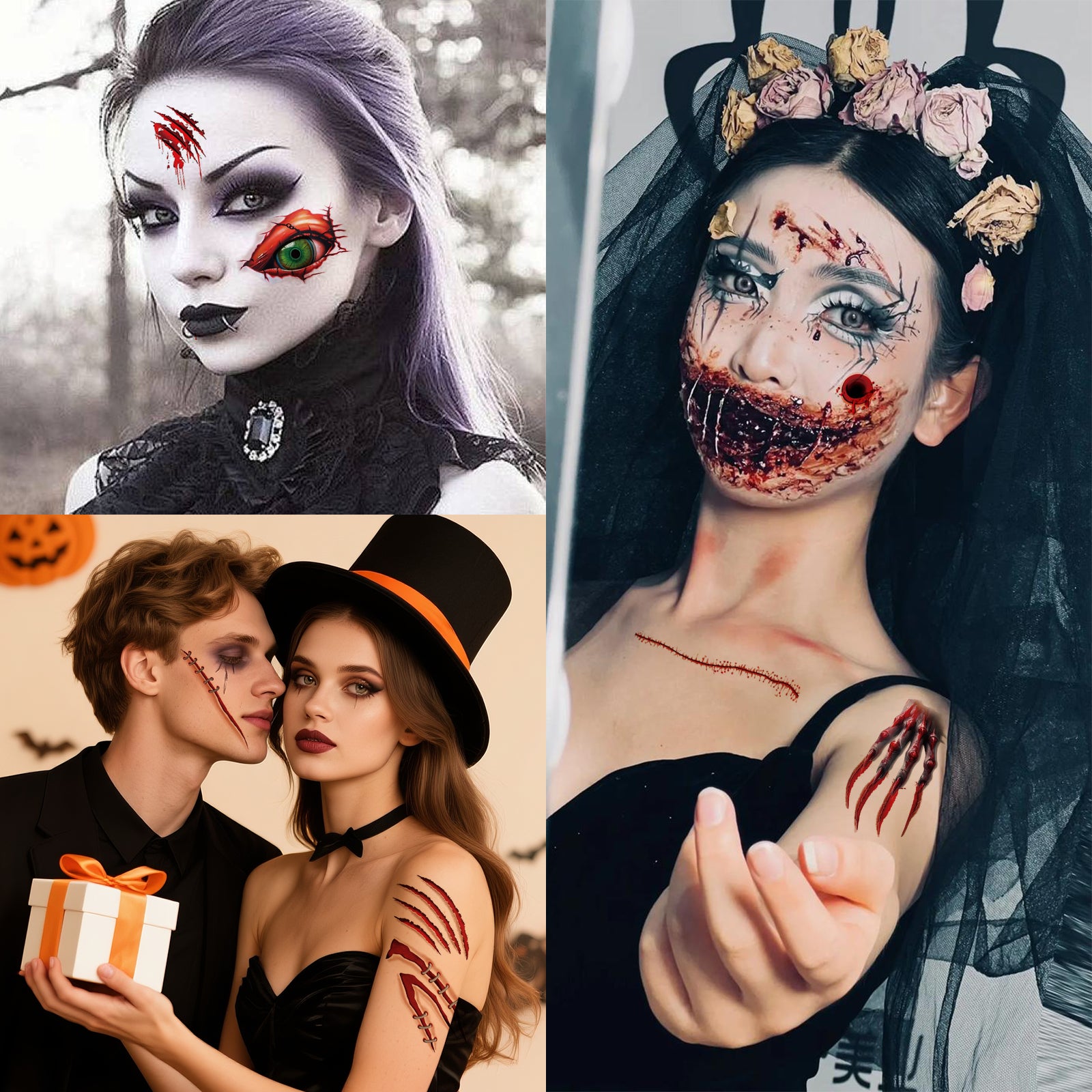 TempooCos Halloween Scar Temporary Tattoo Patch-32PCS