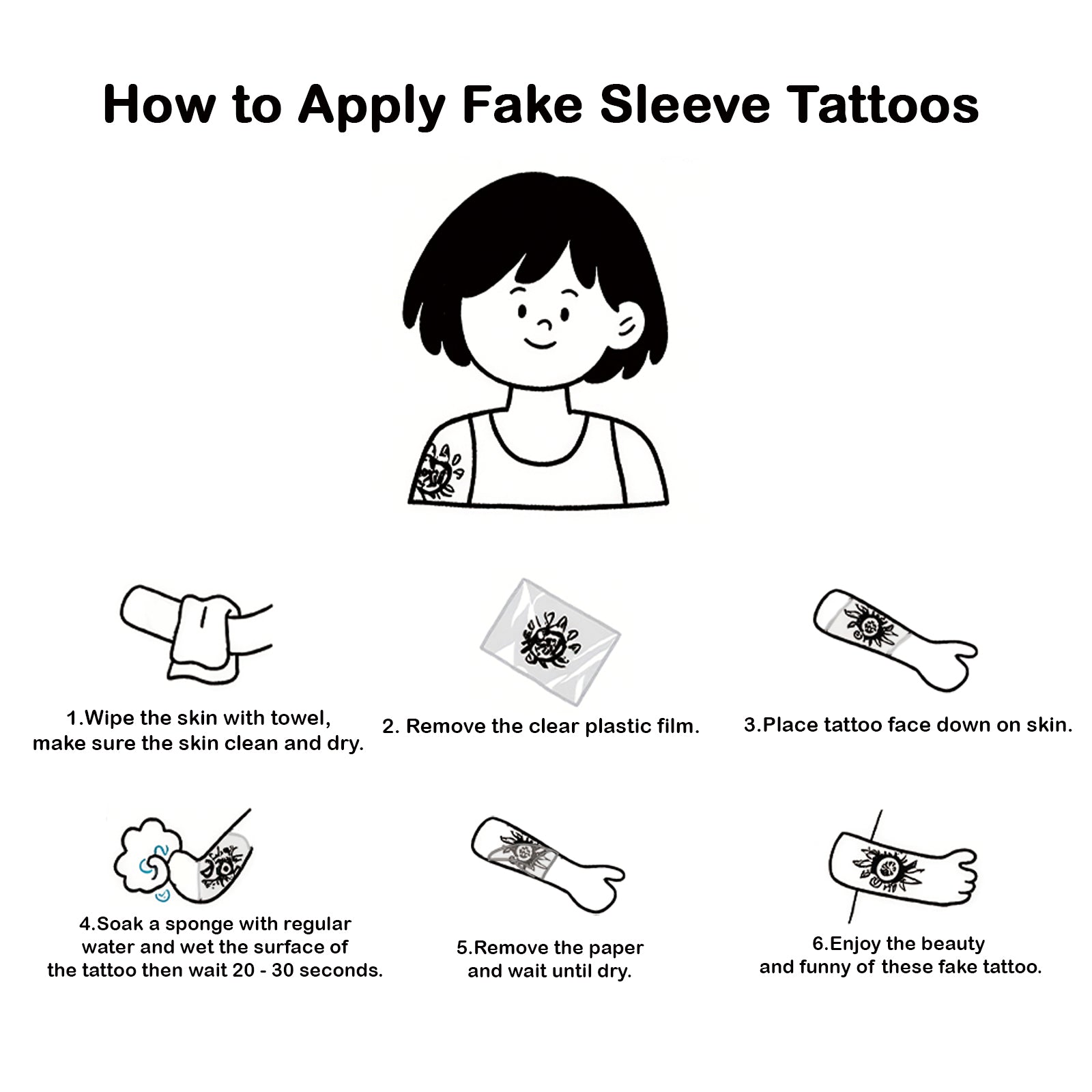 TempooCos Hand & Leg Temporary Tattoo Set - 12PCS