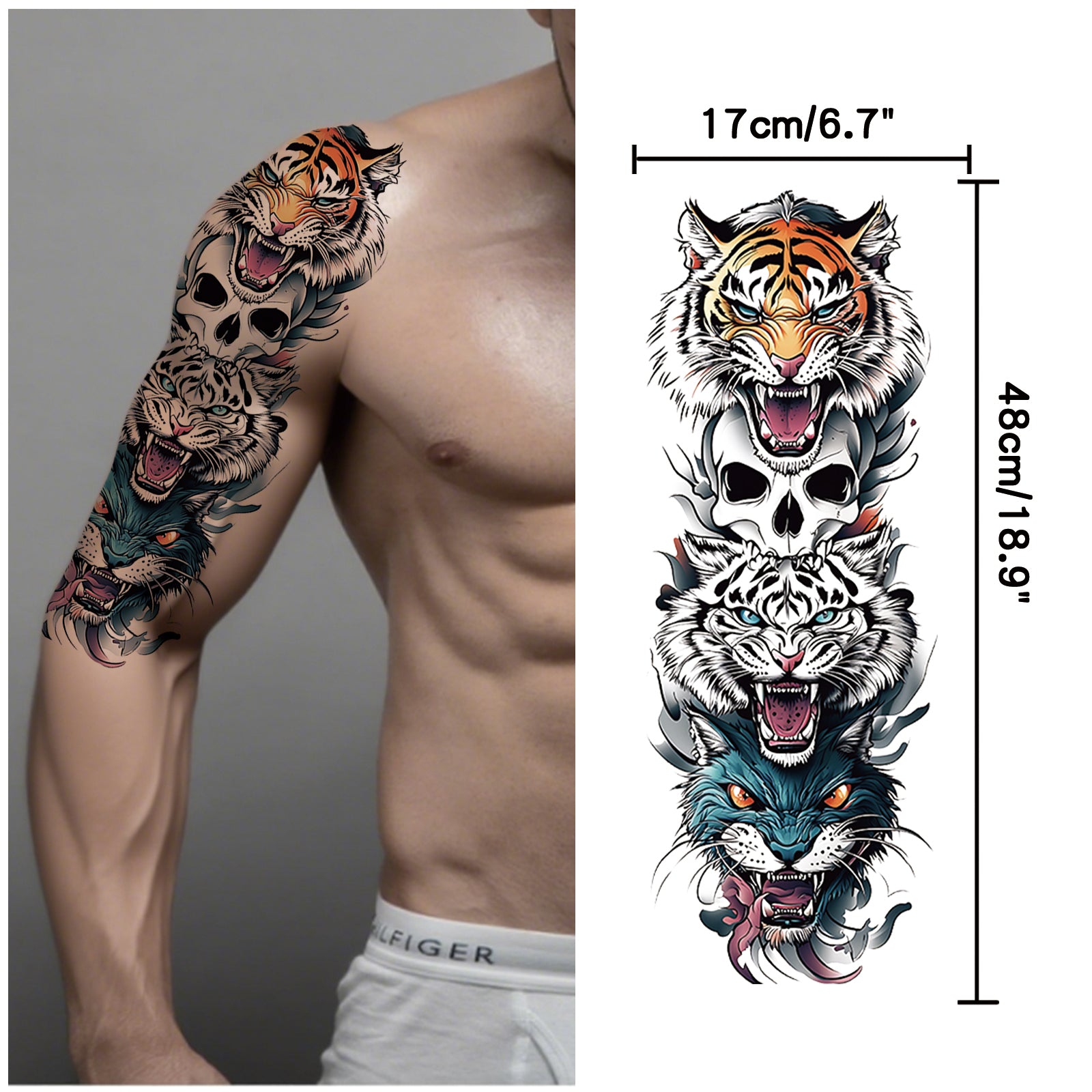 TempooCos Full Arm Temporary Tattoo Set - 12PCS