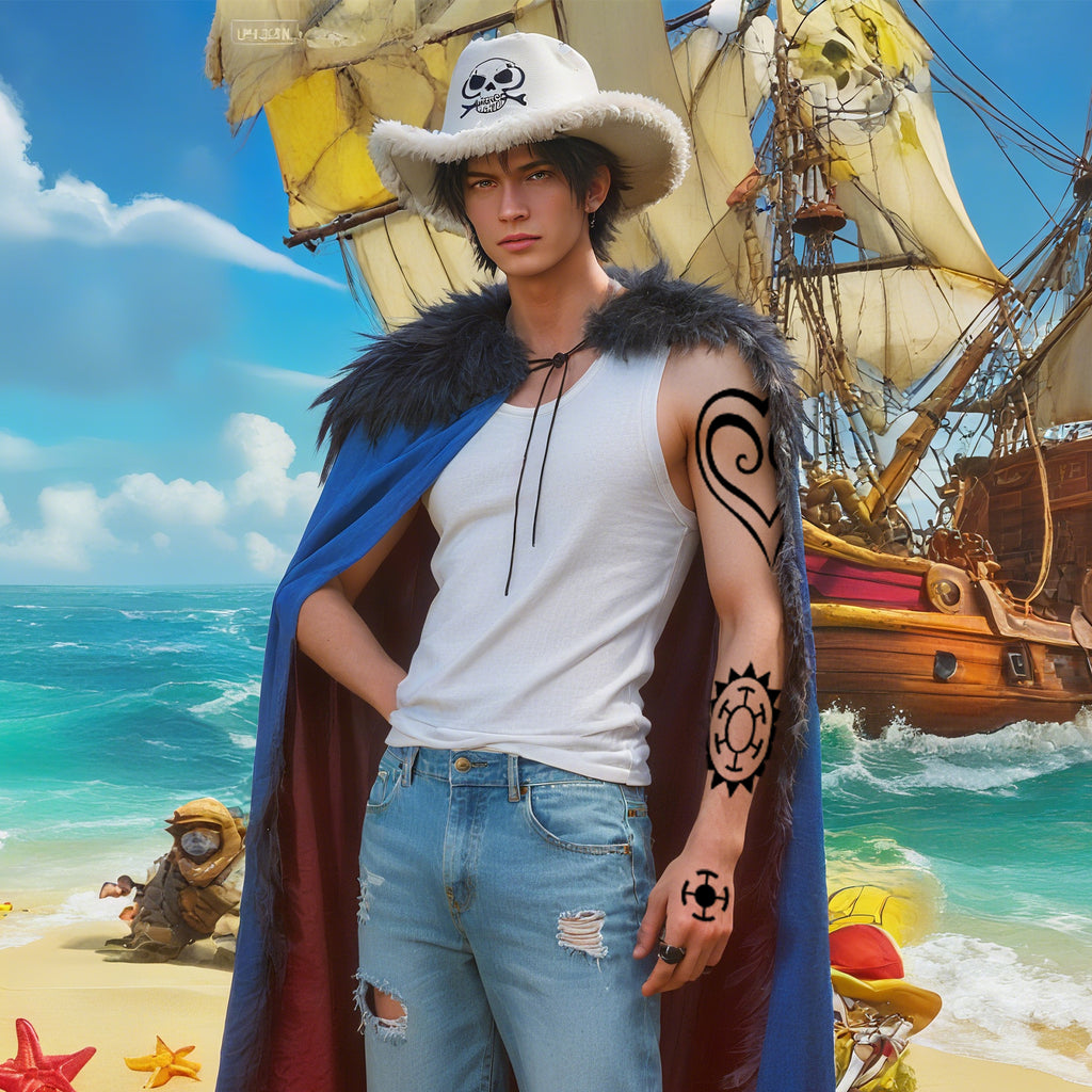 TempooCos Trafalgar D. Water Law Temporary Tattoos in One Piece-Full Set