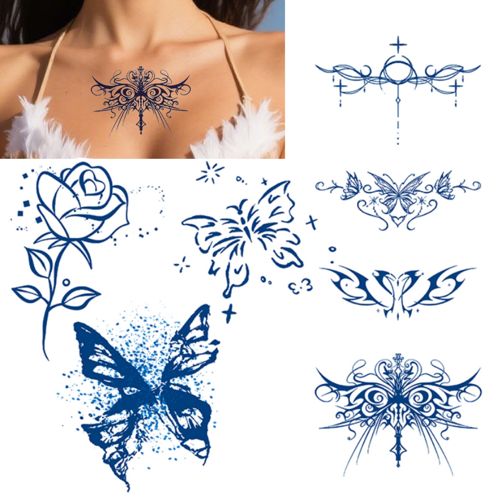 TempooCos Arms & Chest & Shoulders Temporary Tattoos Sets-7PCS